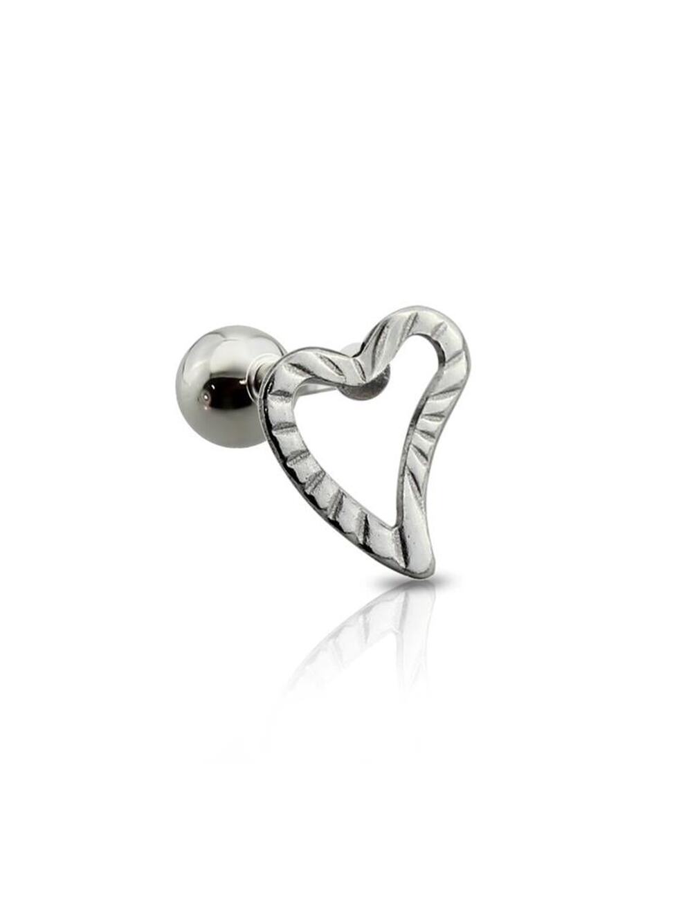 Curved Heart Cartilage/Tragus Bar-Silver